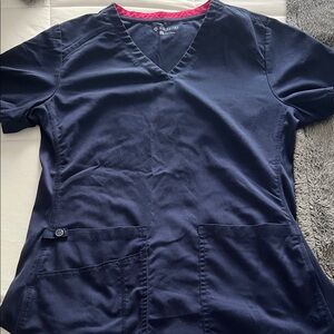 Blue V-Neck Scrub Top